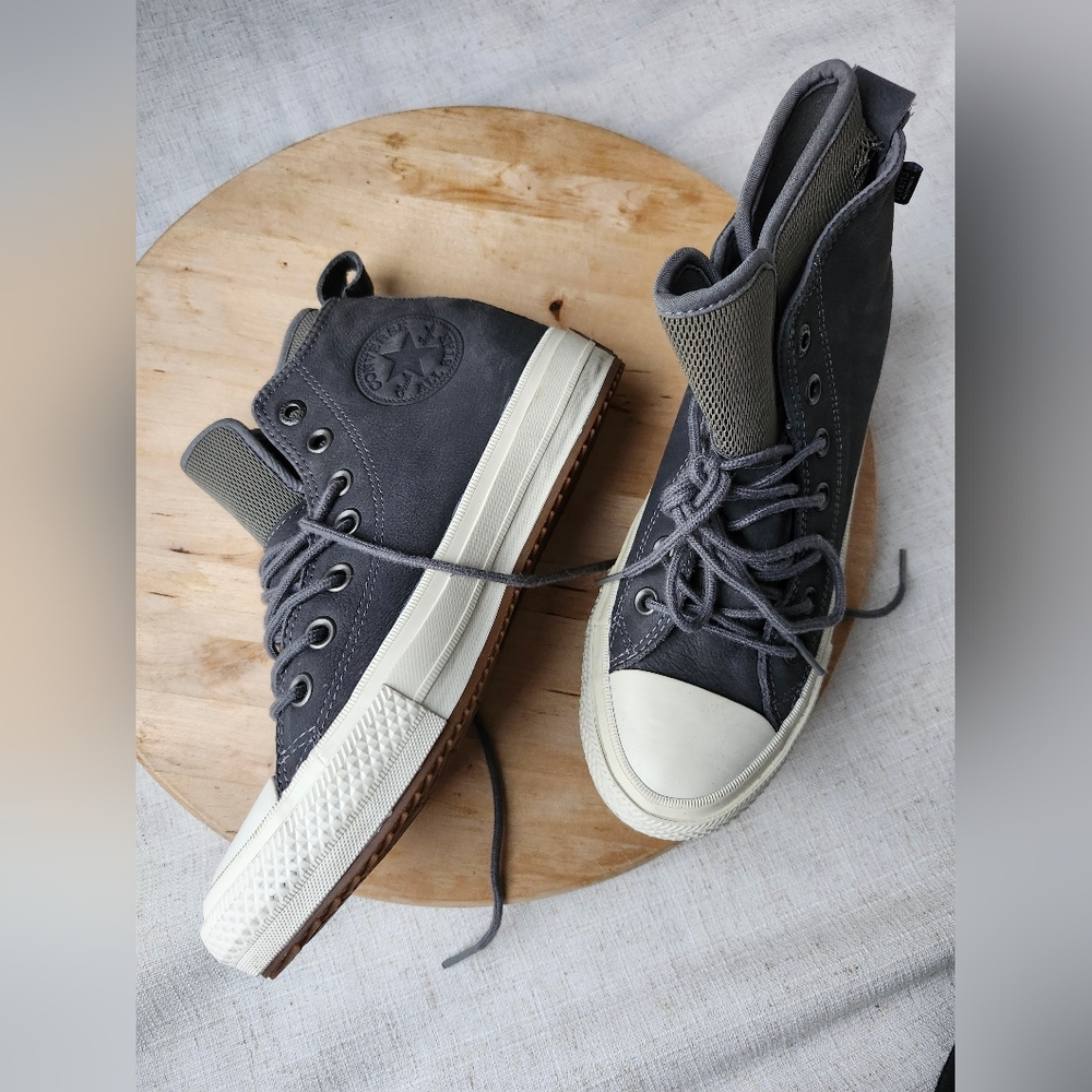 Converse Gray High-Top Sneakers with Vulcanized Soles